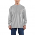 Light Gray - Carhartt - Men's Flame-Resistant Frc Loose Fit Medium Weight Long-Sleeved Pocket T-Shirt