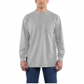 Light Gray - Carhartt - Men's Flame-Resistant Frc Loose Fit Medium Weight Long-Sleeved Pocket T-Shirt