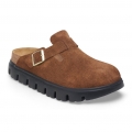 Dark Tea/Black - Birkenstock - Women's Boston Chunky Suede Leather
