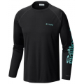 Black, Gulf Stream Logo - Columbia - Men's Extended Terminal Tackle LS Shirt