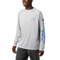 Cool Grey, Vivid Blue Logo - Columbia - Men's Terminal Tackle LS Shirt