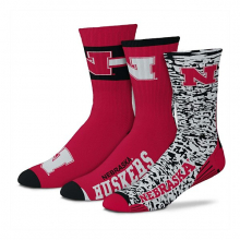 Nebraska Cornhuskers 3pk Stimulus Crew Socks by For Bare Feet in Brookline MA