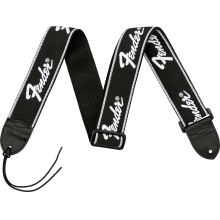 Running Logo Guitar Strap - Black/White Logo - 2" by Fender Guitars