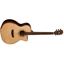 Solid Sitka Spruce Top Grand Auditorium Cutaway Acoustic Electric Guitar, Natural by Washburn