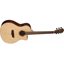 Woodline Orchestra Cutaway Acoustic Electric Guitar, Natural by Washburn
