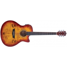 Deep Forest Burl Grand Auditorium Acoustic Electric Guitar, Amber Fade by Washburn