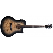 Deep Forest Burl Grand Auditorium Acoustic Electric Guitar, Black Fade by Washburn
