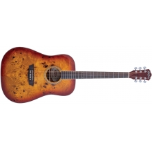 Deep Forest Burl Dreadnought Acoustic Guitar, Amber Fade by Washburn