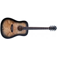 Deep Forest Burl Dreadnought Acoustic Guitar, Black Fade by Washburn