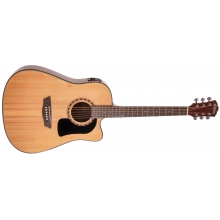 Dreadnought Cutaway Acoustic Electric Guitar Pack, Natural Gloss by Washburn
