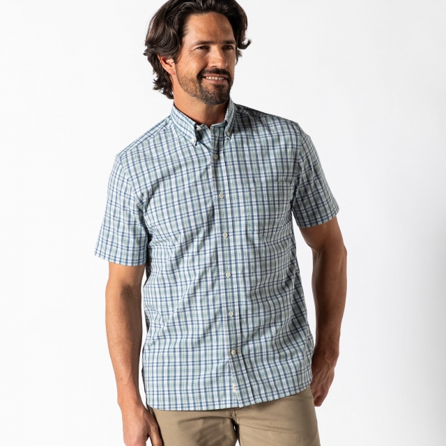 Duck Head - Men's Performance Poplin Sport Shirt - Cobble Plaid