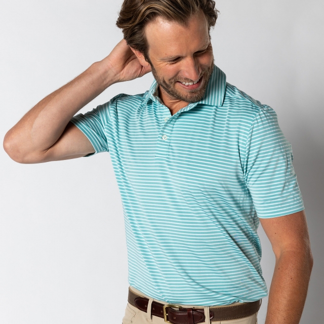 Duck Head - Men's Long Drive Performance Polo - Davis Stripe