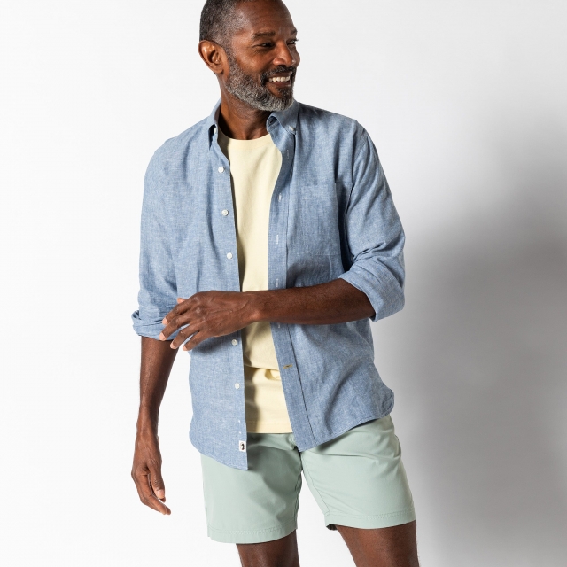 Duck Head - Men's Linen Cotton Oxford Sport Shirt - Wallace Solid