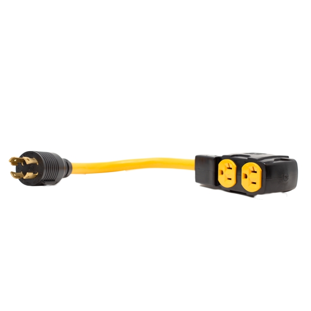 FIRMAN Power Equipment - Heavy Duty L14-30P to (4) 5-20R Short Power Cord With Attachment Clips