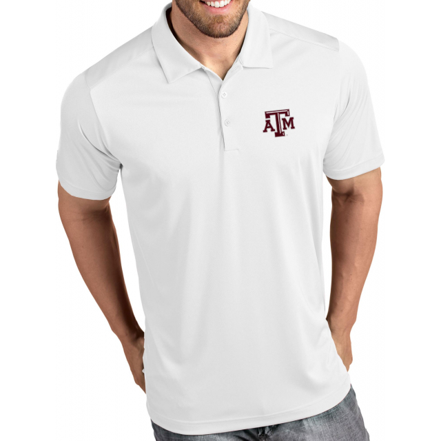 Antigua Apparel - Men's Texas A&M Aggies Tribute Performance White Polo in Spring TX