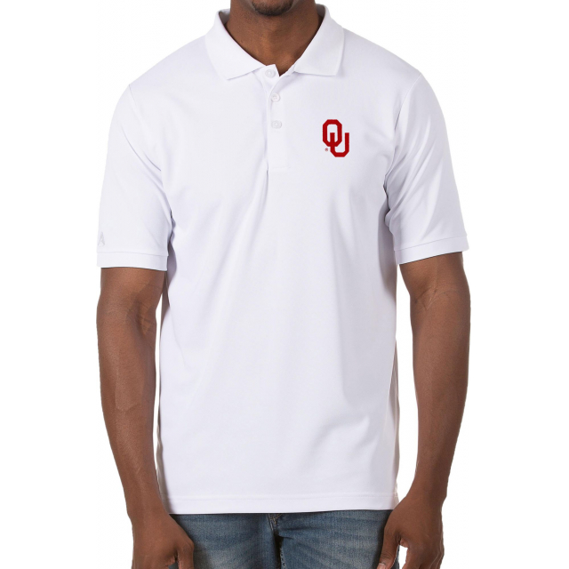 Antigua Apparel - Men's Oklahoma Sooners Legacy Pique White Polo in Ardmore OK