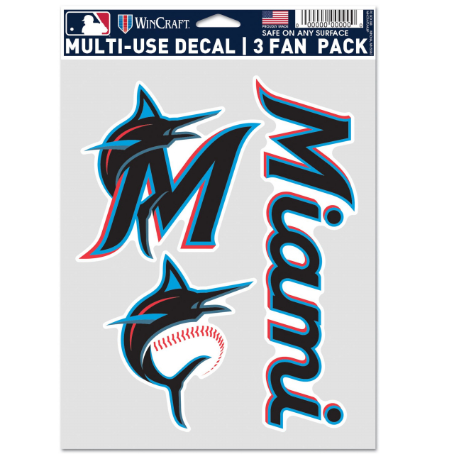 WinCraft - Miami Marlins 3-Pack Decal
