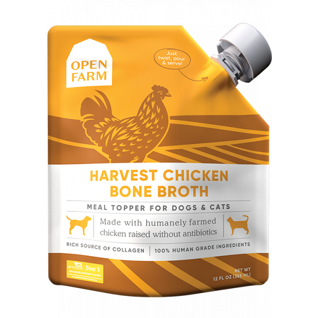 Open Farm - Harvest Chicken Bone Broth Cat & Dog Meal Topper, 12-fl-oz