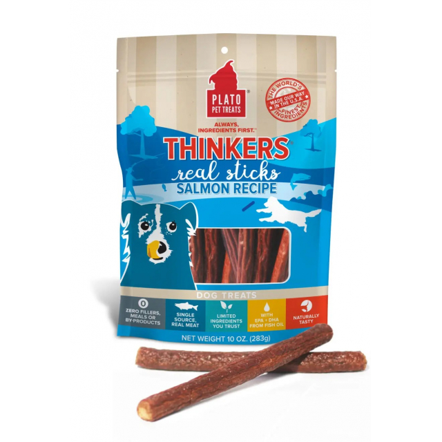 Plato Pet Treats - Thinkers Salmon Recipe Dog Treats, 10-oz bag