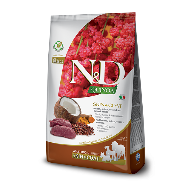 Farmina - N&D Quinoa Skin & Coat Venison Dry Dog Food, 5.5-lb