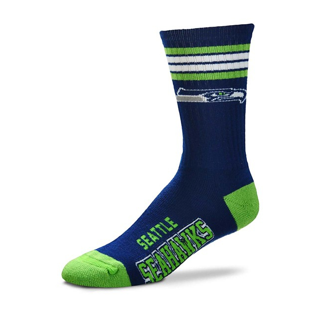 For Bare Feet - Seattle Seahawks 4 Stripe Deuce Socks