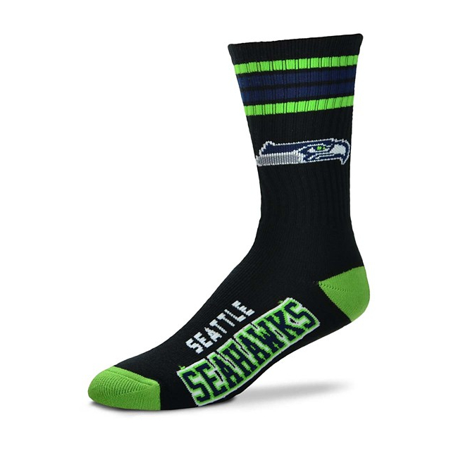 For Bare Feet - Seattle Seahawks 4 Stripe Deuce Socks