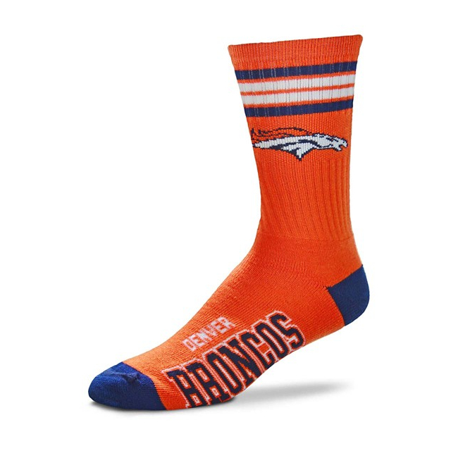 For Bare Feet - Denver Broncos 4 Stripe Deuce Socks