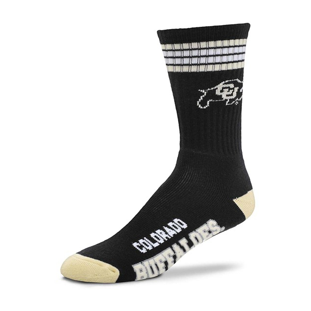 For Bare Feet - Kids' Colorado Buffaloes 4 Stripe Deuce Crew Socks