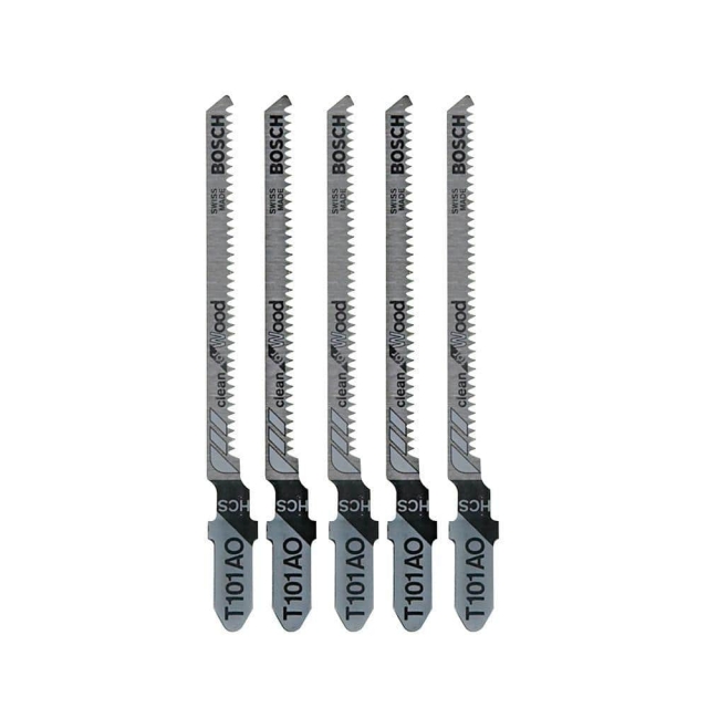 Bosch - 3-1/4 in. 20-Teeth High Carbon Steel T-Shank Jig Saw Blade for Cutting Wood (5-Pack)