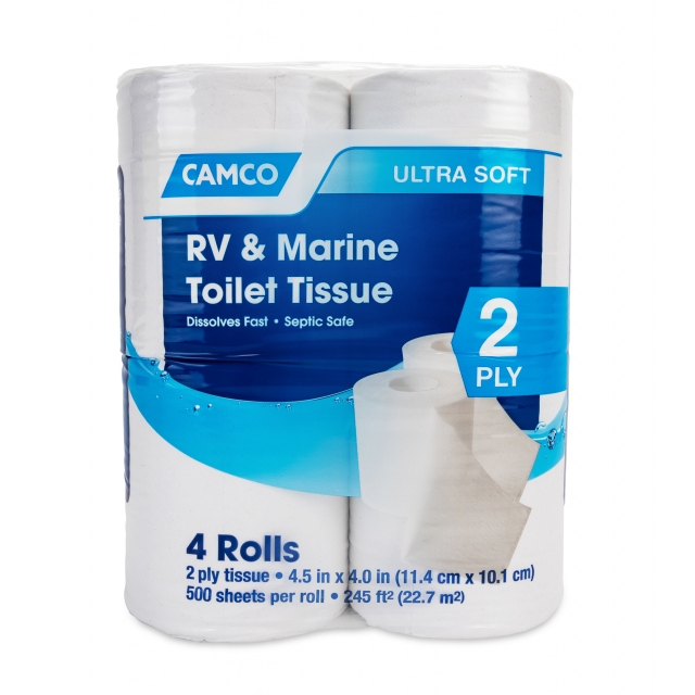 Camco - TST 2 Ply Toilet Tissue 4 Rolls, 500 sheets