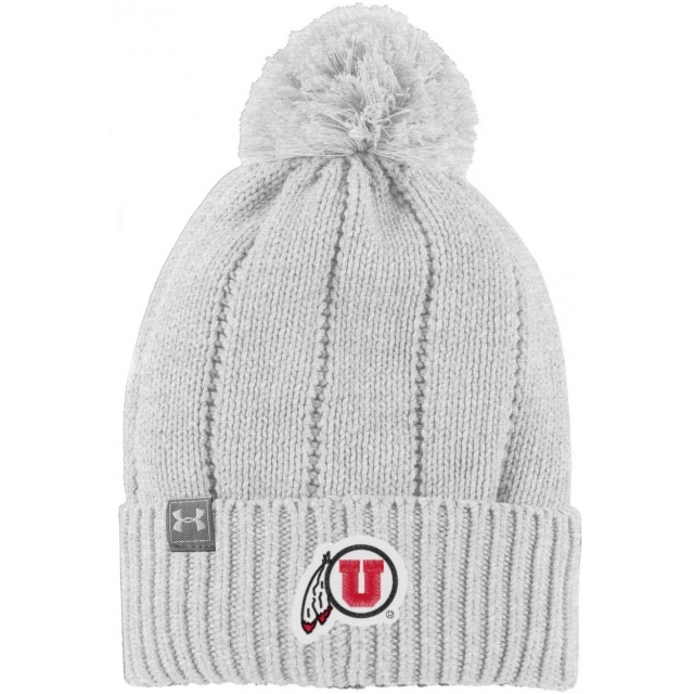 Under Armour - Women's Utah Utes Silver Heather Pom Knit Beanie