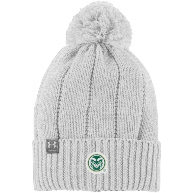 Under Armour - Women's Colorado State Rams Silver Heather Pom Knit Beanie